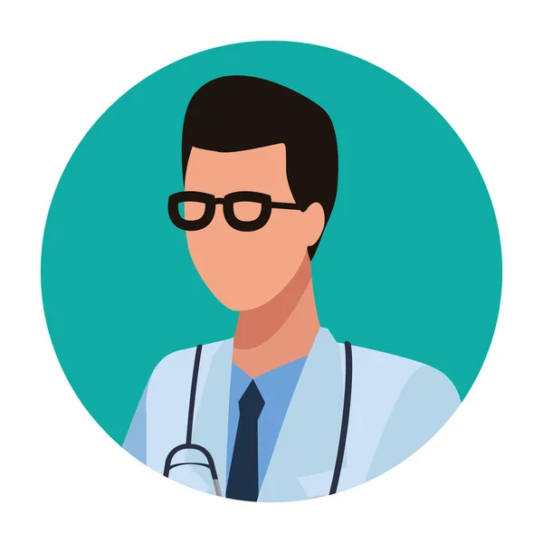 Dokter Profiel Avatar Ronde Pictogram Vector Illustratie Grafisch Ontwerp — Stockvector