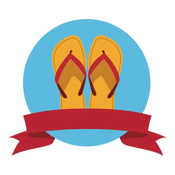 Flips Flops Icono Redondo Icono Vector Ilustración Diseño Gráfico — Vector de stock