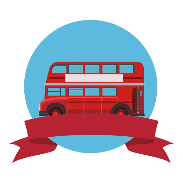 Londres Bus Deux Étages Icône Ronde Vectoriel Illustration Graphisme — Image vectorielle