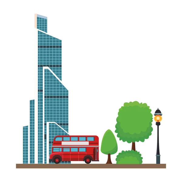 Ikon Menara Naberezhnaya Dengan Desain Gambar Bus Dan Vektor Pohon - Stok Vektor
