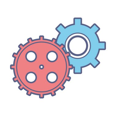 Dişli finans simgesi beyaz arka plan vektör çizim grafik tasarım renkli izole