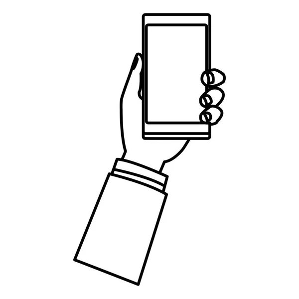 Celular Mão Segurando Desenho Fundo Branco Vetor Ilustração Design Gráfico —  Vetores de Stock