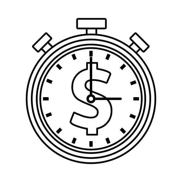 Cronometro Denaro Simbolo Isolato Disegno Bianco Sfondo Vettore Illustrazione Grafica — Vettoriale Stock