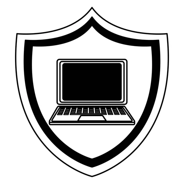Portátil Icono Financiero Con Dibujo Icono Seguridad Informática Vector Fondo — Archivo Imágenes Vectoriales