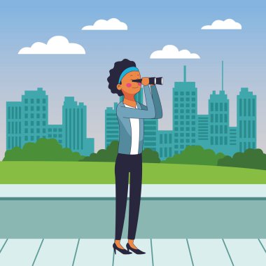 Genç kadın çizgi film