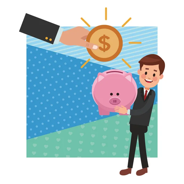 Bedrijven besparen geld cartoon — Stockvector