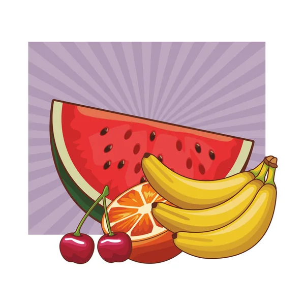 Läckra och färsk frukt — Stock vektor