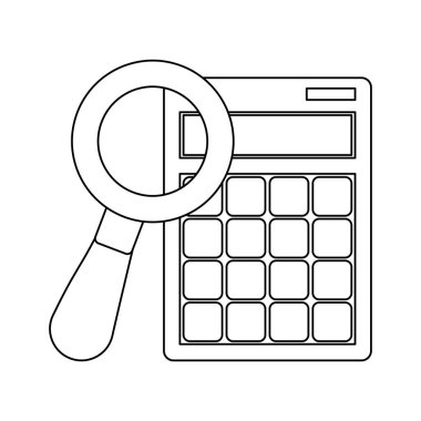 Cam ve hesap makinesi siyah ve beyaz Büyüteç