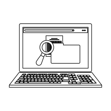 Dizüstü bilgisayar teknolojisi siyah ve beyaz