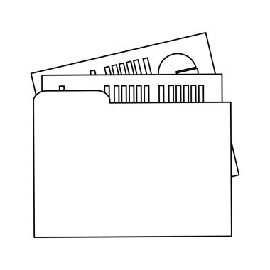 Folder with documents and reports black and white