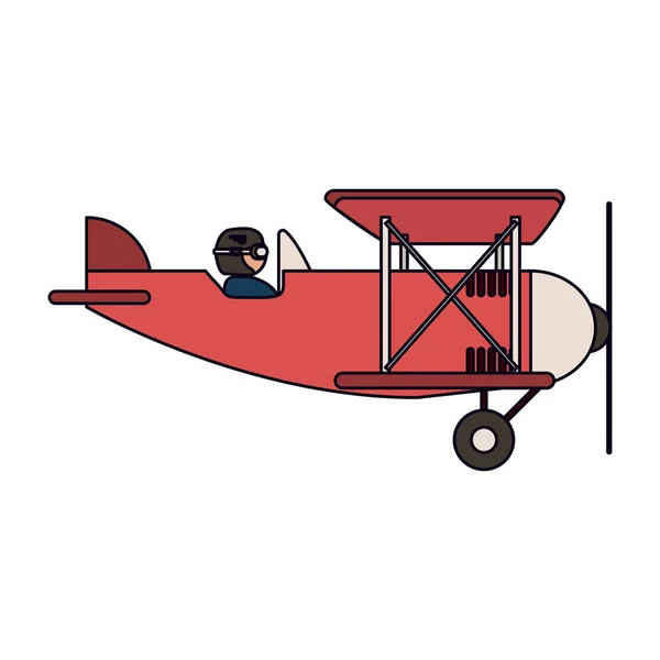 Pilot fliegt Oldtimer-Flugzeug — Stockvektor