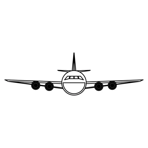 Avión de línea aérea Jet blanco y negro — Vector de stock