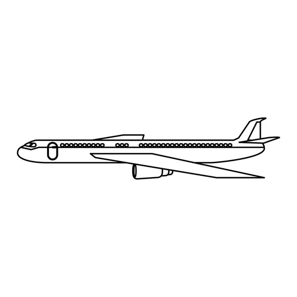 Jet airline airplane black and white — Stock Vector