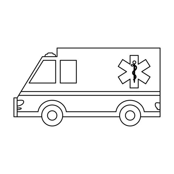 Vehículo médico ambulancia blanco y negro — Archivo Imágenes Vectoriales