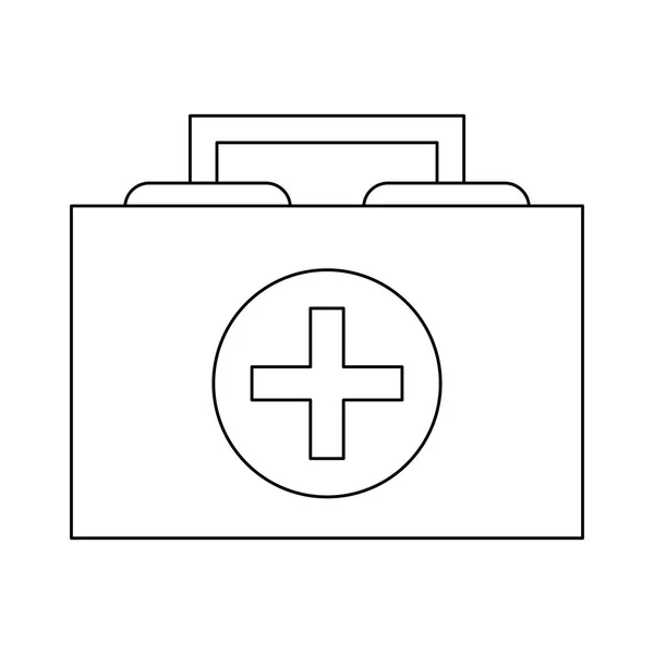 Maleta de primeros auxilios médica en blanco y negro — Vector de stock