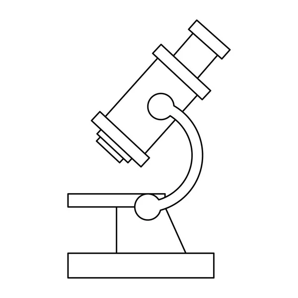 Microscope outil scientifique noir et blanc — Image vectorielle