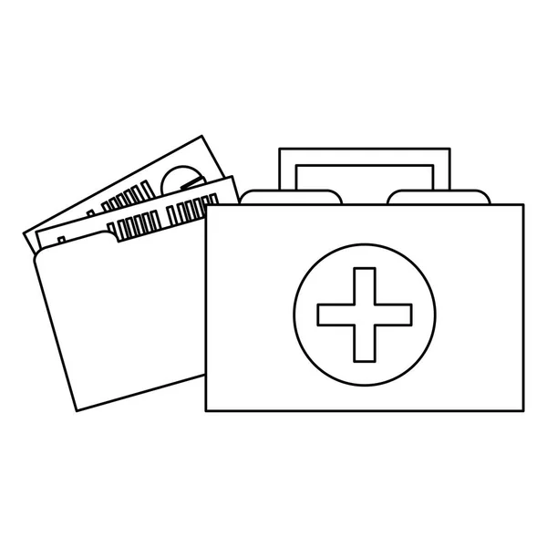 Orvosi elemek és szimbólumok fekete-fehérben — Stock Vector
