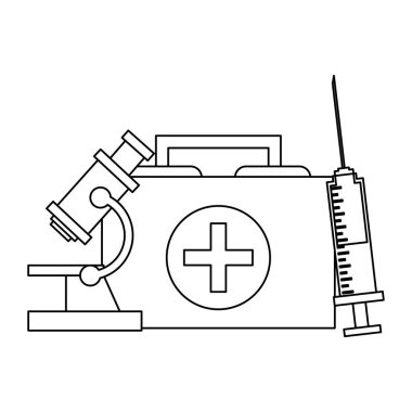 Tıbbi öğeler ve simgeler siyah ve beyaz