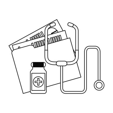 Tıbbi öğeler ve simgeler siyah ve beyaz