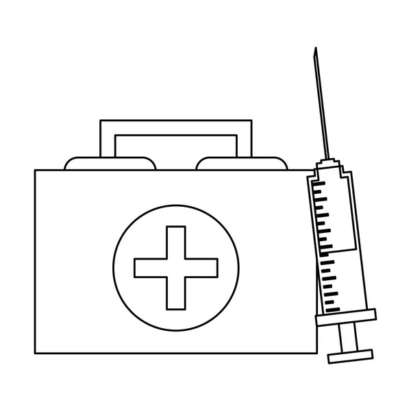 Medizinische Elemente und Symbole schwarz-weiß — Stockvektor