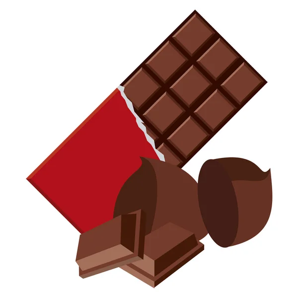 Deliciosa barra de chocolate — Vector de stock