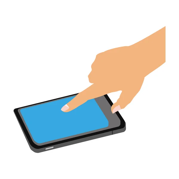 Hand berührt Smartphone-Bildschirm — Stockvektor