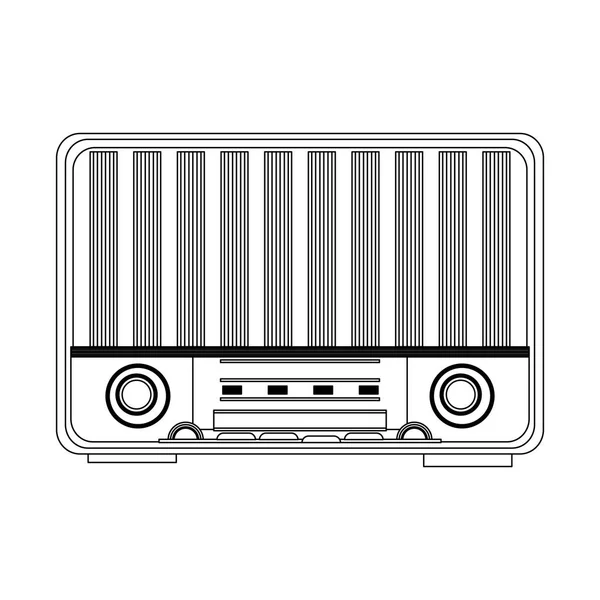 Ancienne radio vintage noir et blanc — Image vectorielle