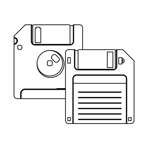 コンピューターのフロッピー ディスクは、黒と白を分離 — ストックベクタ