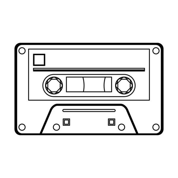 Vieille cassette de musique noir et blanc — Image vectorielle