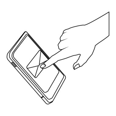 Akıllı telefon e-posta gönderen siyah ve beyaz