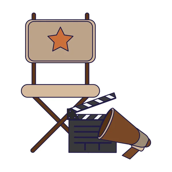 Καρέκλα σκηνοθέτες Κινηματογράφου και κλακέτα — Διανυσματικό Αρχείο