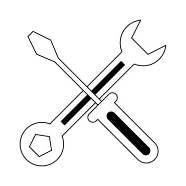 İngiliz anahtarı ve tornavida sembolü