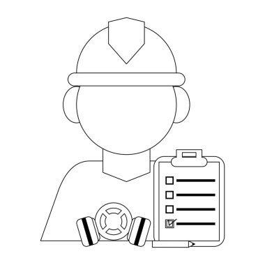 Pano ve kalem ile fabrika işçisi