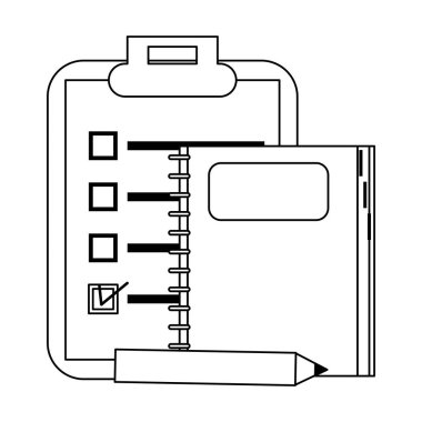 Pano ve defter kalem ile