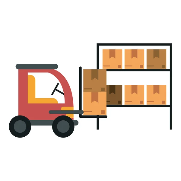 Cargo vehicle and warehouse — Stock Vector