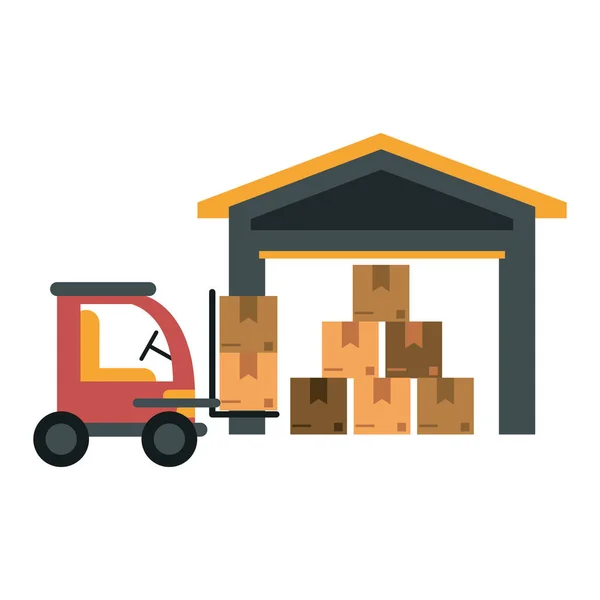Cargo vehicle and warehouse — Stock Vector