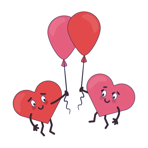 Aranyos szív-szerelem rajzfilmek — Stock Vector