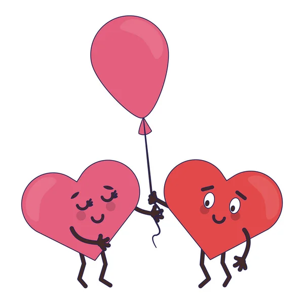 Aranyos szív-szerelem rajzfilmek — Stock Vector