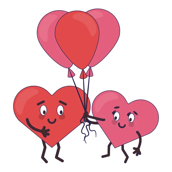 Corazones lindos en dibujos animados de amor — Vector de stock