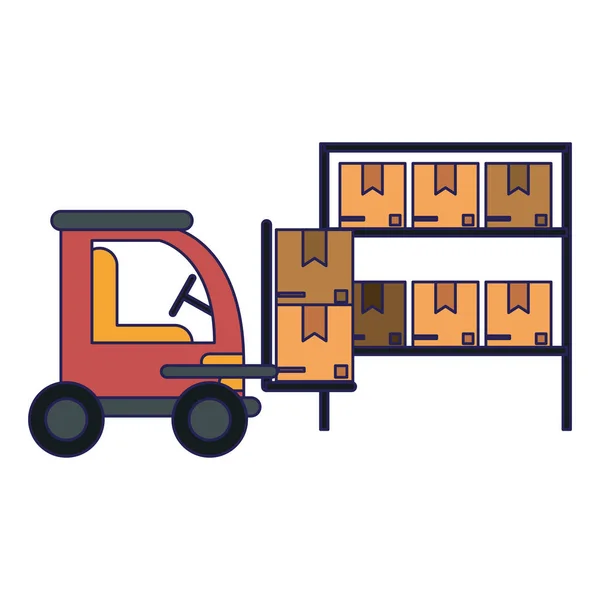 Lastkraftwagen und Lager — Stockvektor