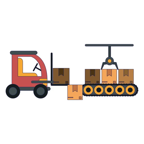 Véhicule cargo et entrepôt — Image vectorielle