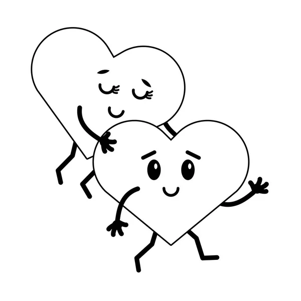 Corações bonitos no amor desenhos animados —  Vetores de Stock