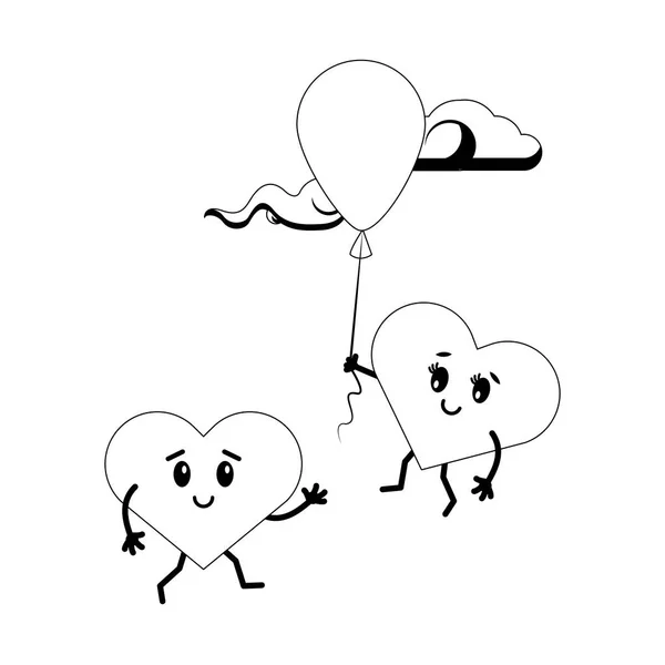 Cute hearts in love cartoons — Stock Vector