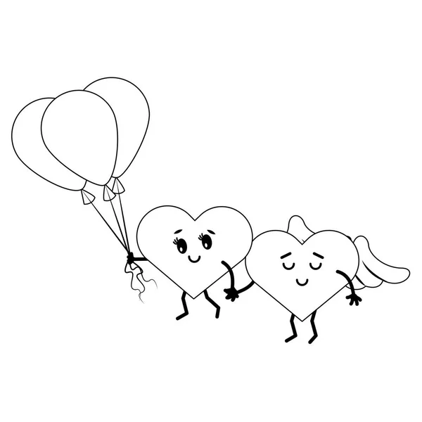 Corações bonitos no amor desenhos animados —  Vetores de Stock