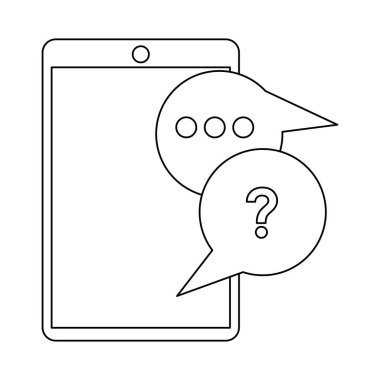 Tablet with chat bubbles black and white