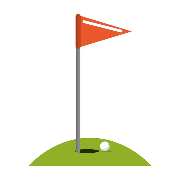 Bandeira de golfe e bola no buraco —  Vetores de Stock