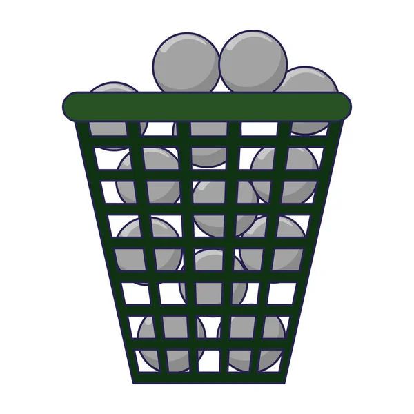 Golfbollar i korg — Stock vektor