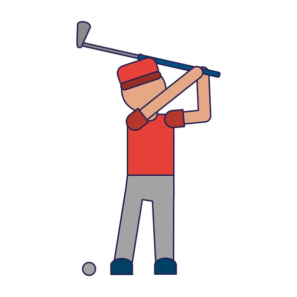 Golfspeler lancering bal met club — Stockvector