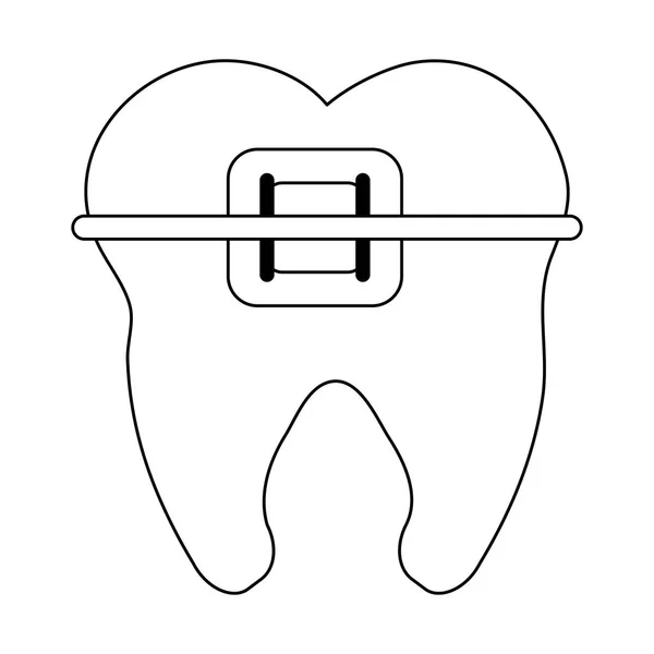 Dente con tutore in bianco e nero — Vettoriale Stock