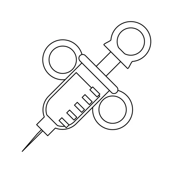 Dental syringe symbol black and white — Stock Vector